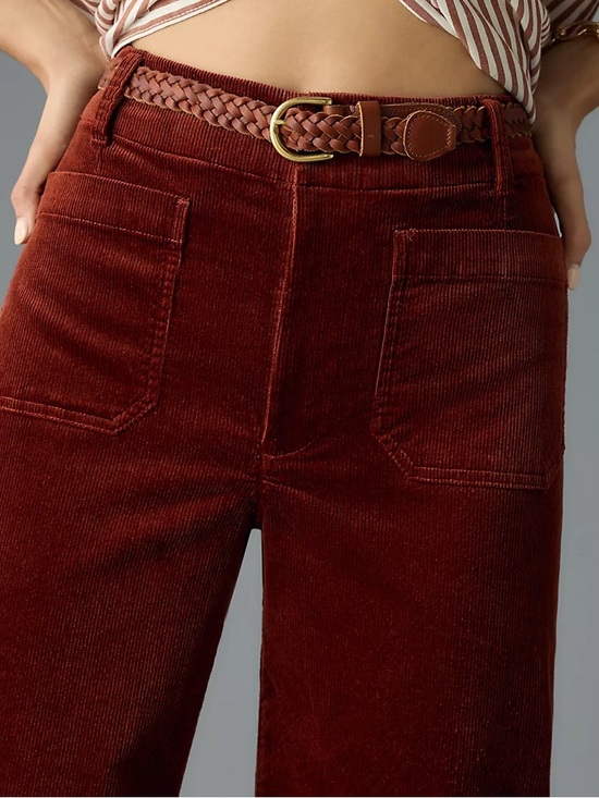 NWT Anthropologie Maeve The Colette Crop Wide-Leg Corduroy Pants Red Size 26 - Picture 4 of 4